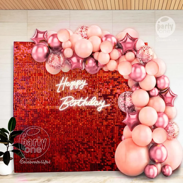 birthday Red Sequin Backdrop Balloon Decoration